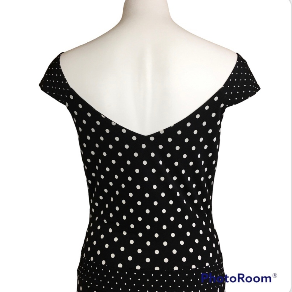 SEARLE Polka Dot Print Off Shoulders Midi Length Dress Sz 10 - Picture 4 of 8